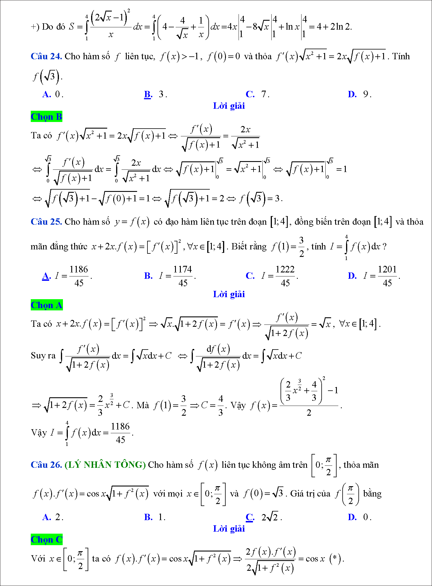 Các dạng toán tích phân hàm ẩn 11