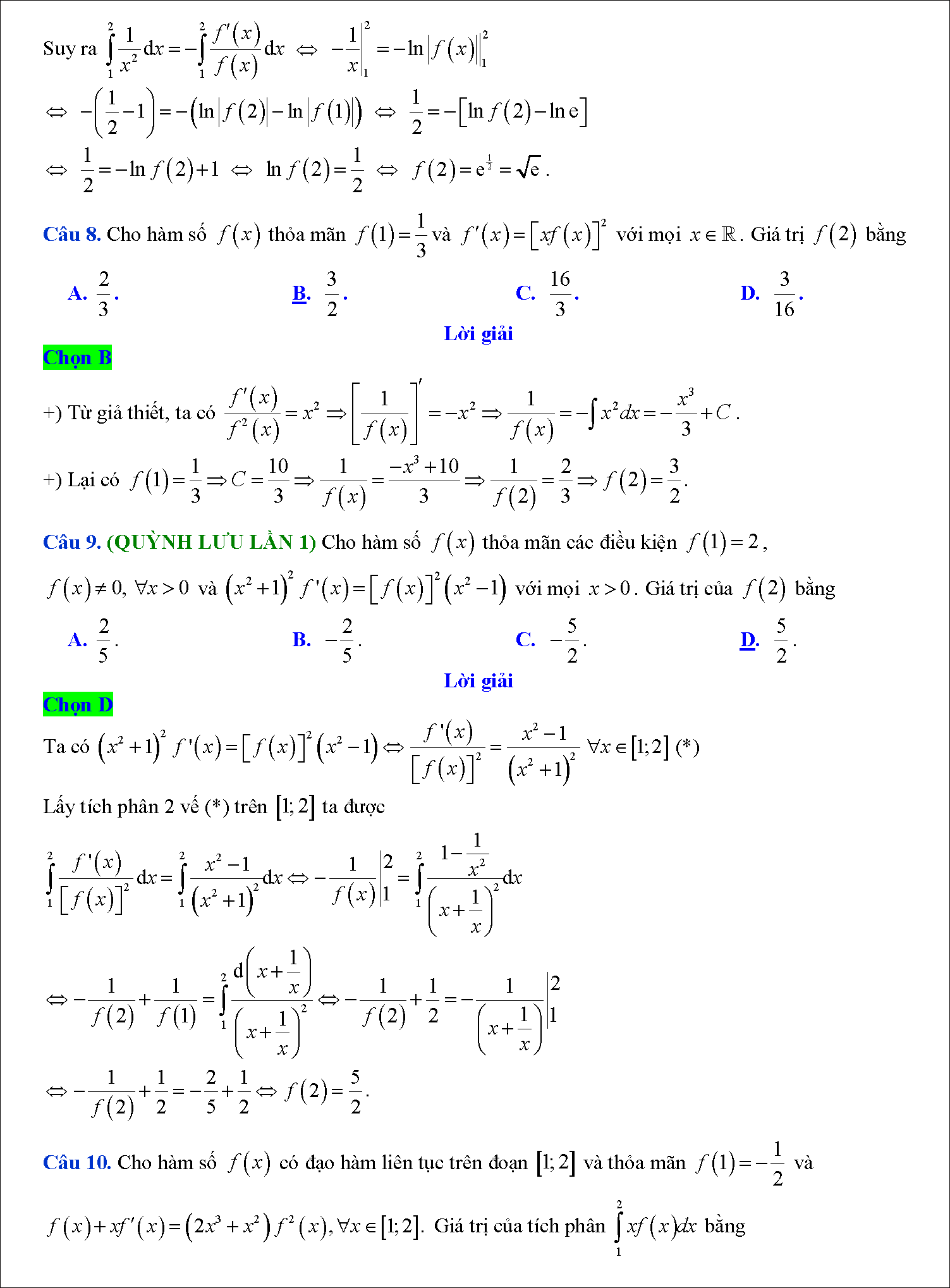 Các dạng toán tích phân hàm ẩn 4