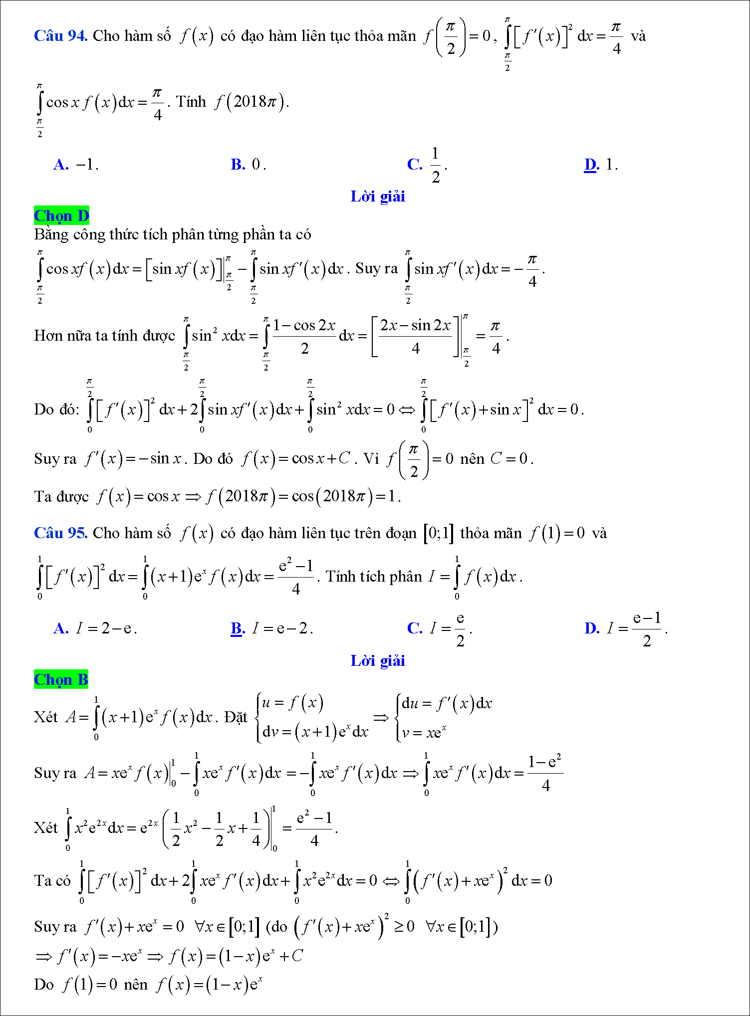 Các dạng toán tích phân hàm ẩn 48