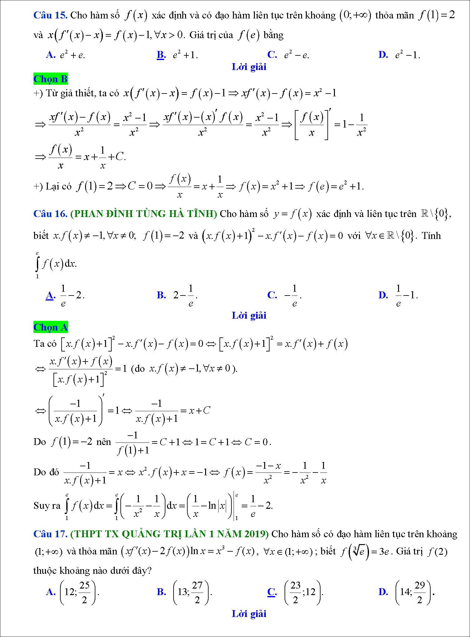 Các dạng toán tích phân hàm ẩn 7