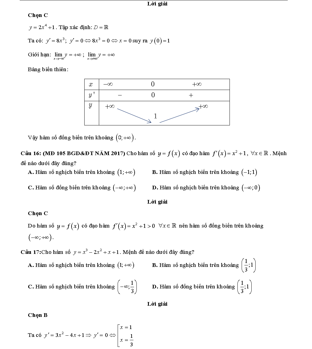 Các dạng toán về tính đơn điệu của hàm số 19