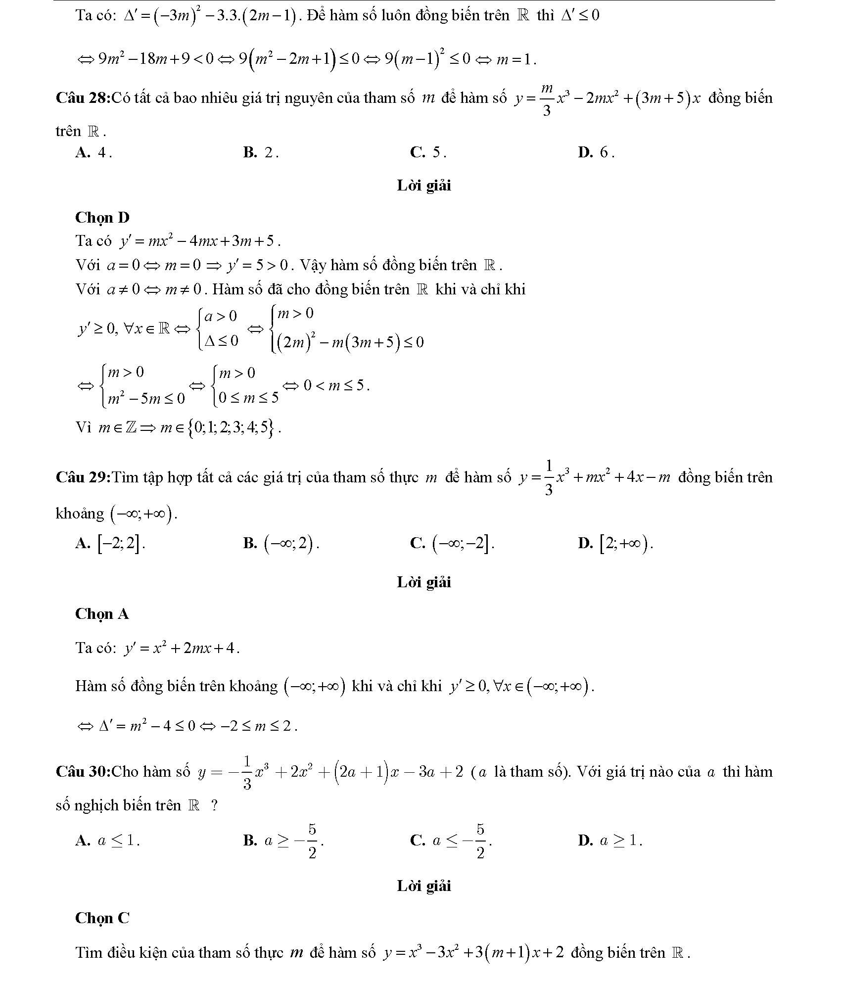 Các dạng toán về tính đơn điệu của hàm số 24