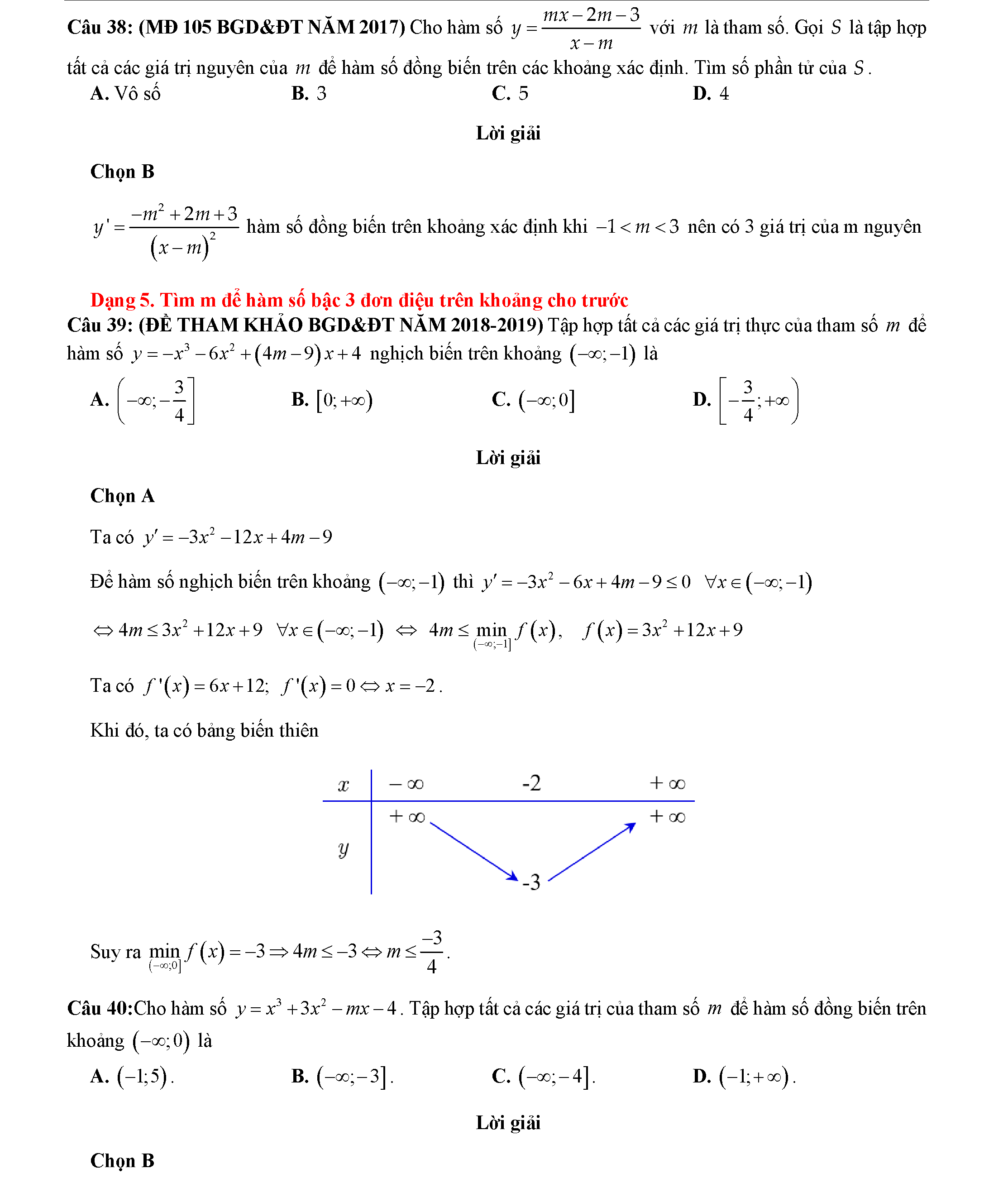Các dạng toán về tính đơn điệu của hàm số 28