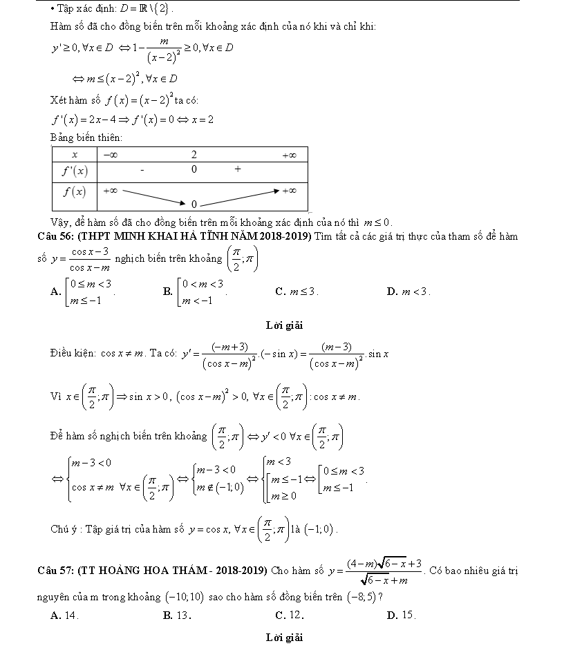 Các dạng toán về tính đơn điệu của hàm số 38