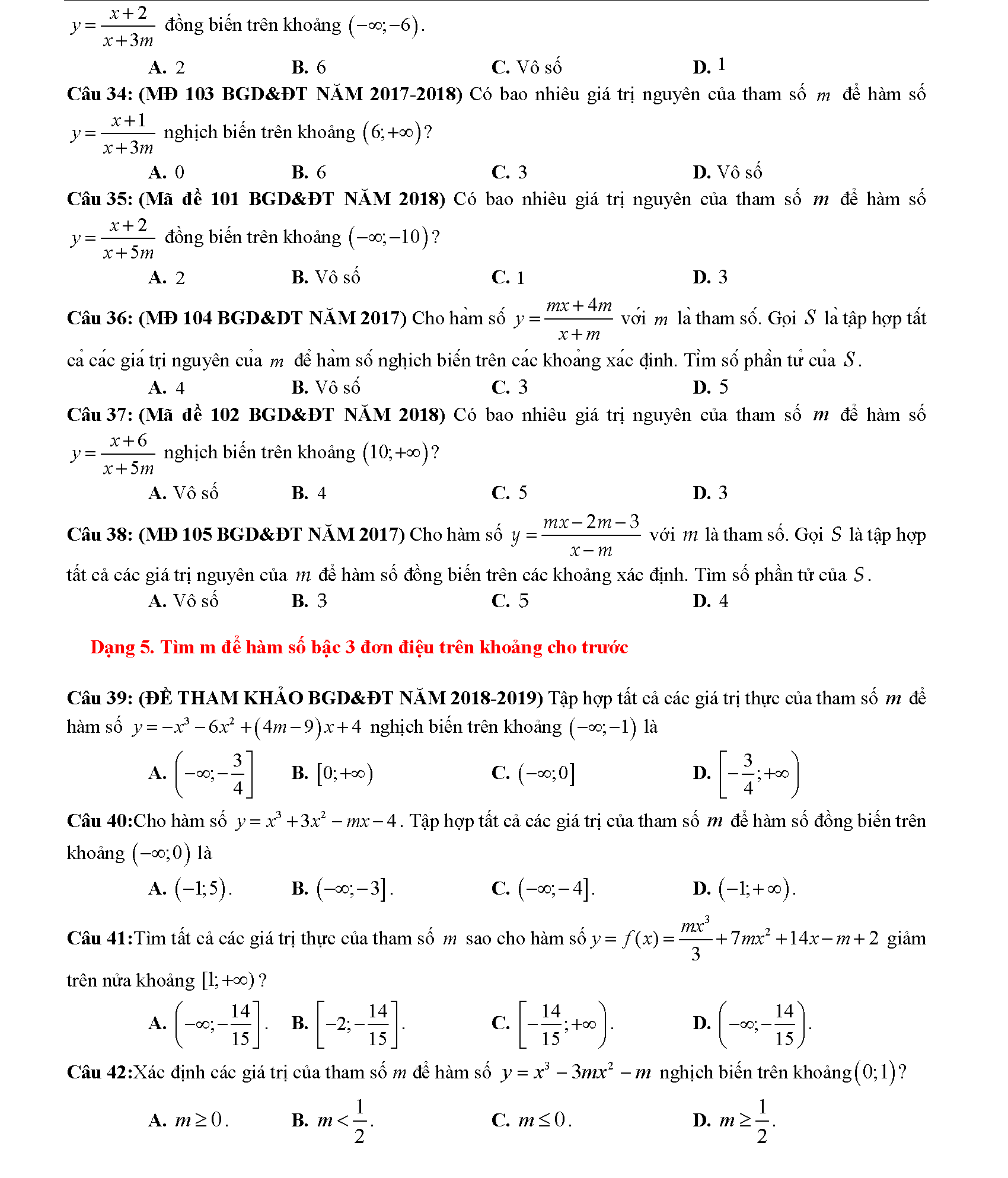 Các dạng toán về tính đơn điệu của hàm số 6