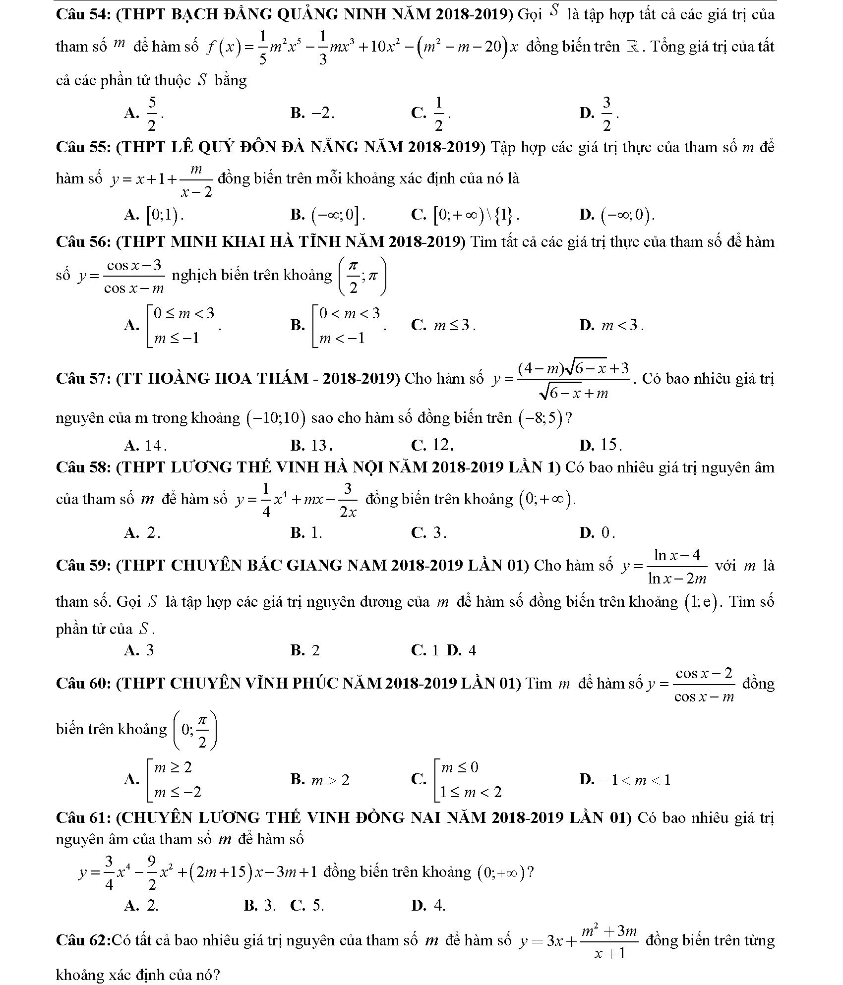 Các dạng toán về tính đơn điệu của hàm số 8
